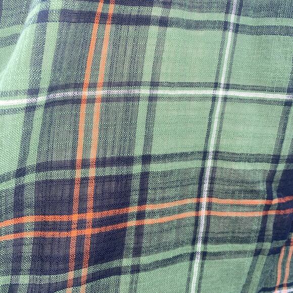 J.Crew Women’s Green Tartan Plaid Embroidered 100% Cotton Boho Blouse Size 6 - Picture 3 of 7